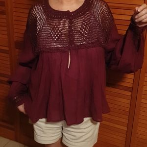 New burgundy Free People top